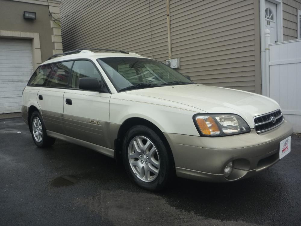 2002 WHITE /TAN CLOTH Subaru Outback Wagon (4S3BH665727) with an 2.5L H4 SOHC 16V engine, 4-Speed Automatic Overdrive transmission, located at 1018 Brunswick Ave, Trenton, NJ, 08638, (609) 989-0900, 40.240086, -74.748085 - Photo #0