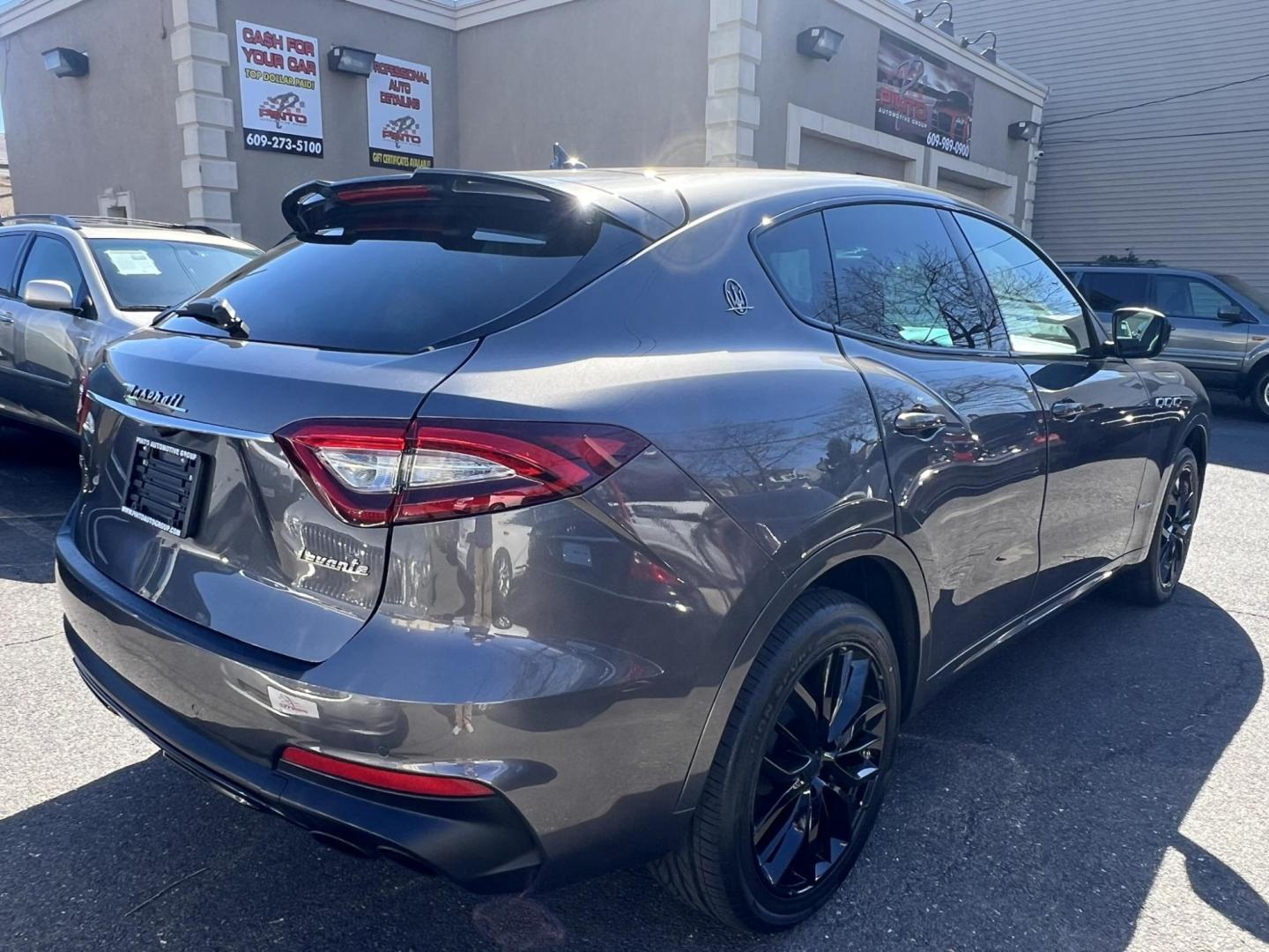 2019 GRAY /Black Leather Maserati Levante GranSport (ZN661XUSXKX) with an 3.0L V6 DOHC 24V engine, 8A transmission, located at 1018 Brunswick Ave, Trenton, NJ, 08638, (609) 989-0900, 40.240086, -74.748085 - An original Window Sticker MSRP of $94K, this All wheel Drive Levante speaks volumes to every 8 speed 6 cyl. SUV out there in this price range! Options include Climate Pkg.w heated rear seats and washer nozzles, Driver Assistance Pkg. Blue Brake Calipers inside Gloss Black 20" Wheels and Brand New - Photo#4