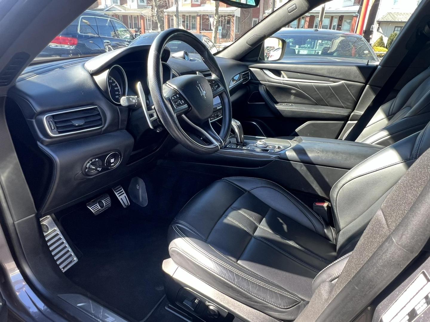 2019 GRAY /Black Leather Maserati Levante GranSport (ZN661XUSXKX) with an 3.0L V6 DOHC 24V engine, 8A transmission, located at 1018 Brunswick Ave, Trenton, NJ, 08638, (609) 989-0900, 40.240086, -74.748085 - An original Window Sticker MSRP of $94K, this All wheel Drive Levante speaks volumes to every 8 speed 6 cyl. SUV out there in this price range! Options include Climate Pkg.w heated rear seats and washer nozzles, Driver Assistance Pkg. Blue Brake Calipers inside Gloss Black 20" Wheels and Brand New - Photo#9