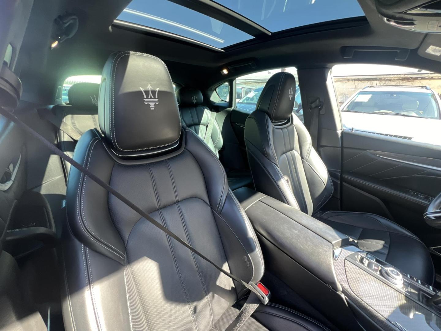 2019 GRAY /Black Leather Maserati Levante GranSport (ZN661XUSXKX) with an 3.0L V6 DOHC 24V engine, 8A transmission, located at 1018 Brunswick Ave, Trenton, NJ, 08638, (609) 989-0900, 40.240086, -74.748085 - An original Window Sticker MSRP of $94K, this All wheel Drive Levante speaks volumes to every 8 speed 6 cyl. SUV out there in this price range! Options include Climate Pkg.w heated rear seats and washer nozzles, Driver Assistance Pkg. Blue Brake Calipers inside Gloss Black 20" Wheels and Brand New - Photo#23