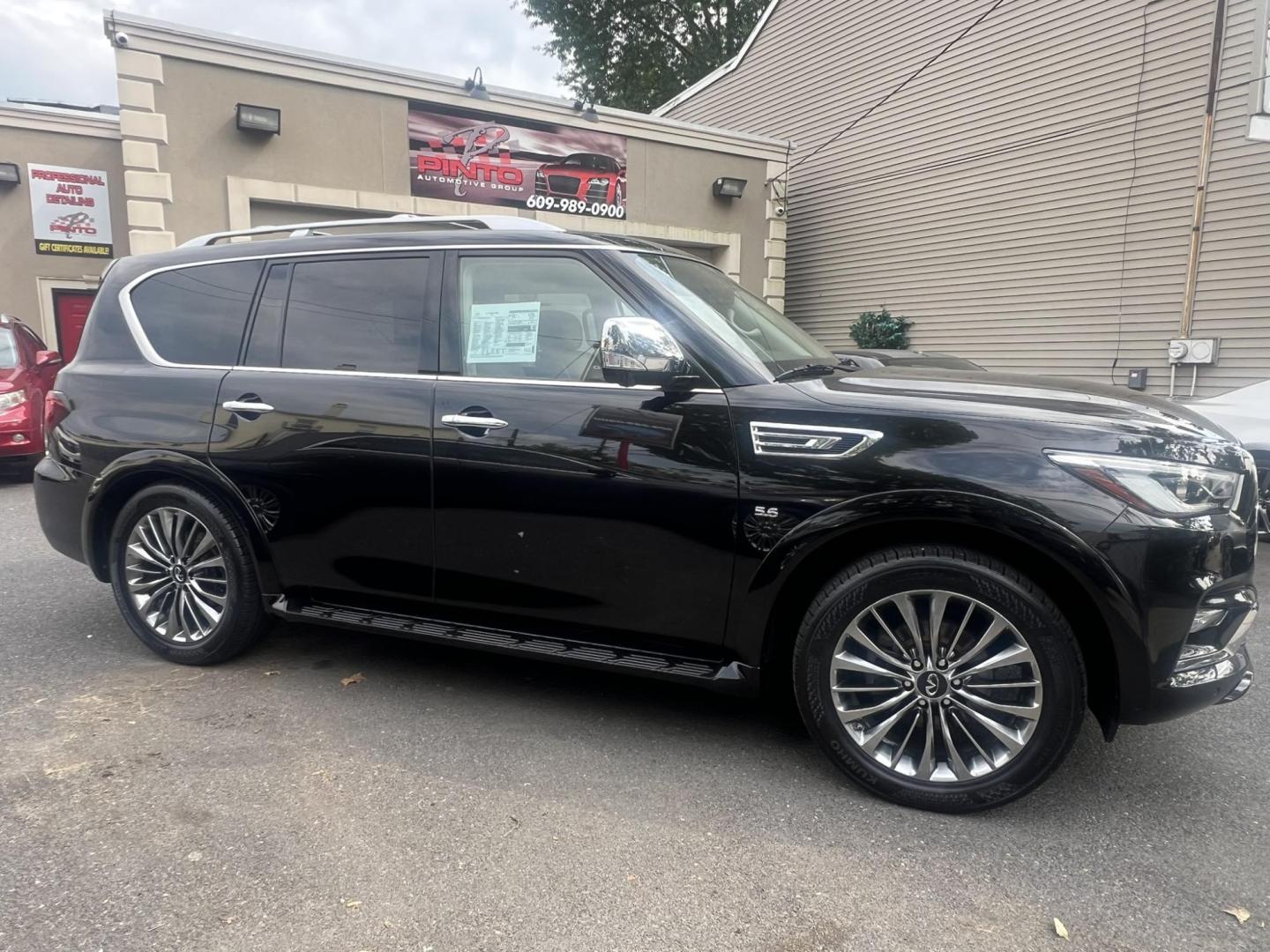 2018 BLACK /Tan Leather Infiniti QX80 4WD (JN8AZ2NE1J9) with an 5.6L V8 DOHC 32V engine, 7A transmission, located at 1018 Brunswick Ave, Trenton, NJ, 08638, (609) 989-0900, 40.240086, -74.748085 - Photo#1