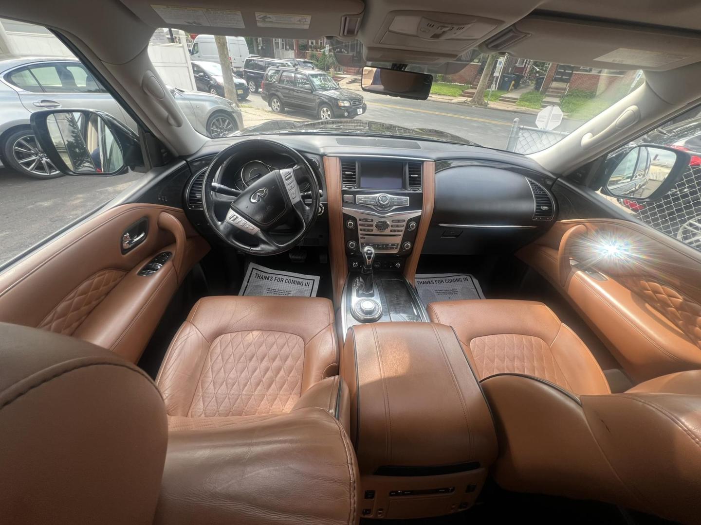2018 BLACK /Tan Leather Infiniti QX80 4WD (JN8AZ2NE1J9) with an 5.6L V8 DOHC 32V engine, 7A transmission, located at 1018 Brunswick Ave, Trenton, NJ, 08638, (609) 989-0900, 40.240086, -74.748085 - Photo#12