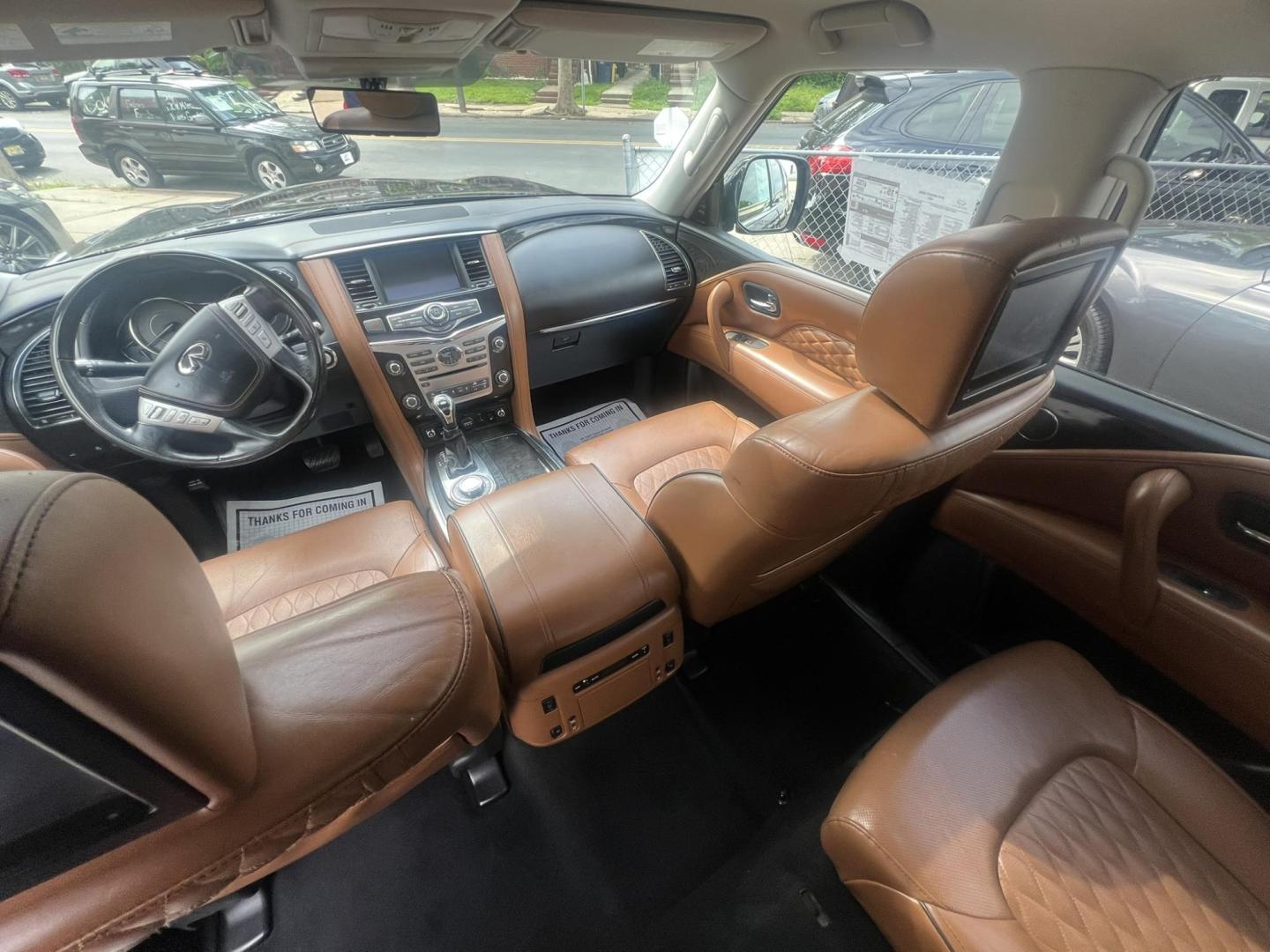 2018 BLACK /Tan Leather Infiniti QX80 4WD (JN8AZ2NE1J9) with an 5.6L V8 DOHC 32V engine, 7A transmission, located at 1018 Brunswick Ave, Trenton, NJ, 08638, (609) 989-0900, 40.240086, -74.748085 - Photo#13