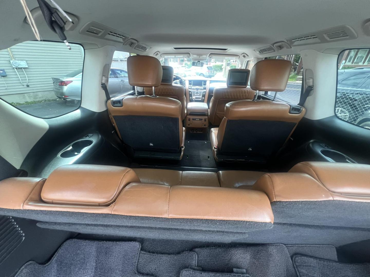 2018 BLACK /Tan Leather Infiniti QX80 4WD (JN8AZ2NE1J9) with an 5.6L V8 DOHC 32V engine, 7A transmission, located at 1018 Brunswick Ave, Trenton, NJ, 08638, (609) 989-0900, 40.240086, -74.748085 - Photo#17
