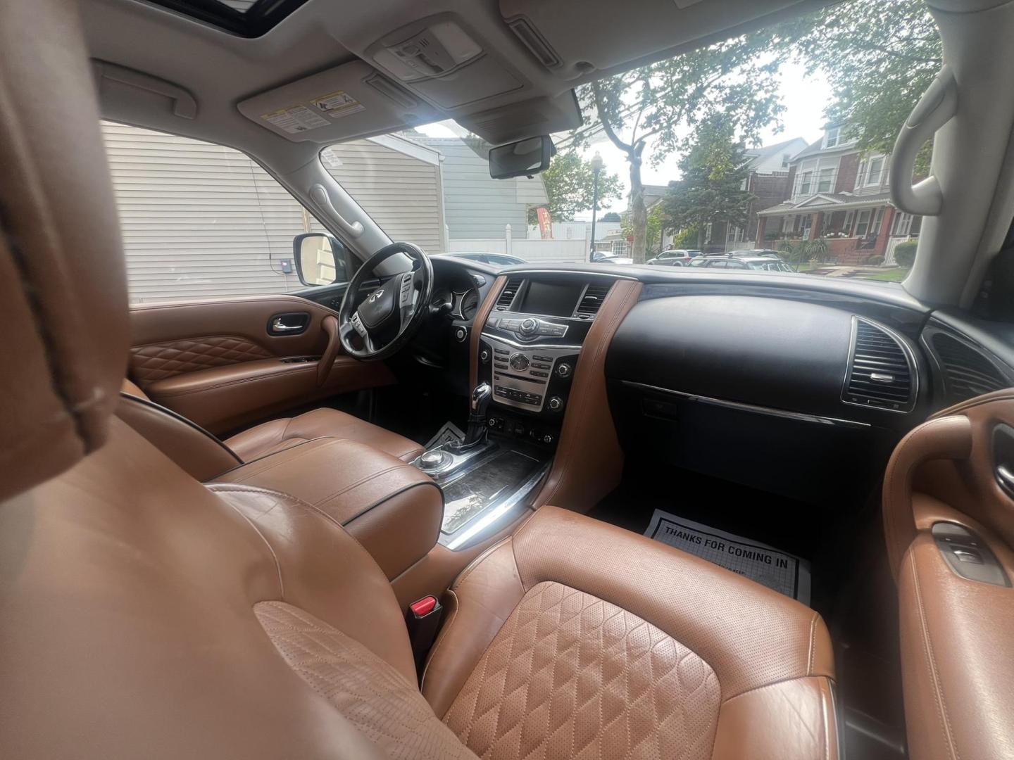 2018 BLACK /Tan Leather Infiniti QX80 4WD (JN8AZ2NE1J9) with an 5.6L V8 DOHC 32V engine, 7A transmission, located at 1018 Brunswick Ave, Trenton, NJ, 08638, (609) 989-0900, 40.240086, -74.748085 - Photo#20