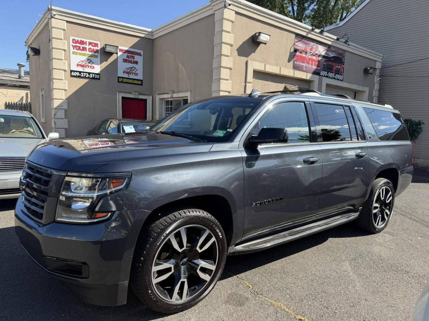 2019 GRAY /Black Leather Chevrolet Suburban LT 4WD (1GNSKHKC7KR) with an 5.3L V8 OHV 16V engine, 6A transmission, located at 1018 Brunswick Ave, Trenton, NJ, 08638, (609) 989-0900, 40.240086, -74.748085 - Here is really nice Chevy Suburban LT. Fully Loaded and serviced up! A real clean vehicle that is ready for the road! Financing Available. Please call Anthony to set up an appt. to see this beautiful SUV! 609-273-5100 - Photo#5