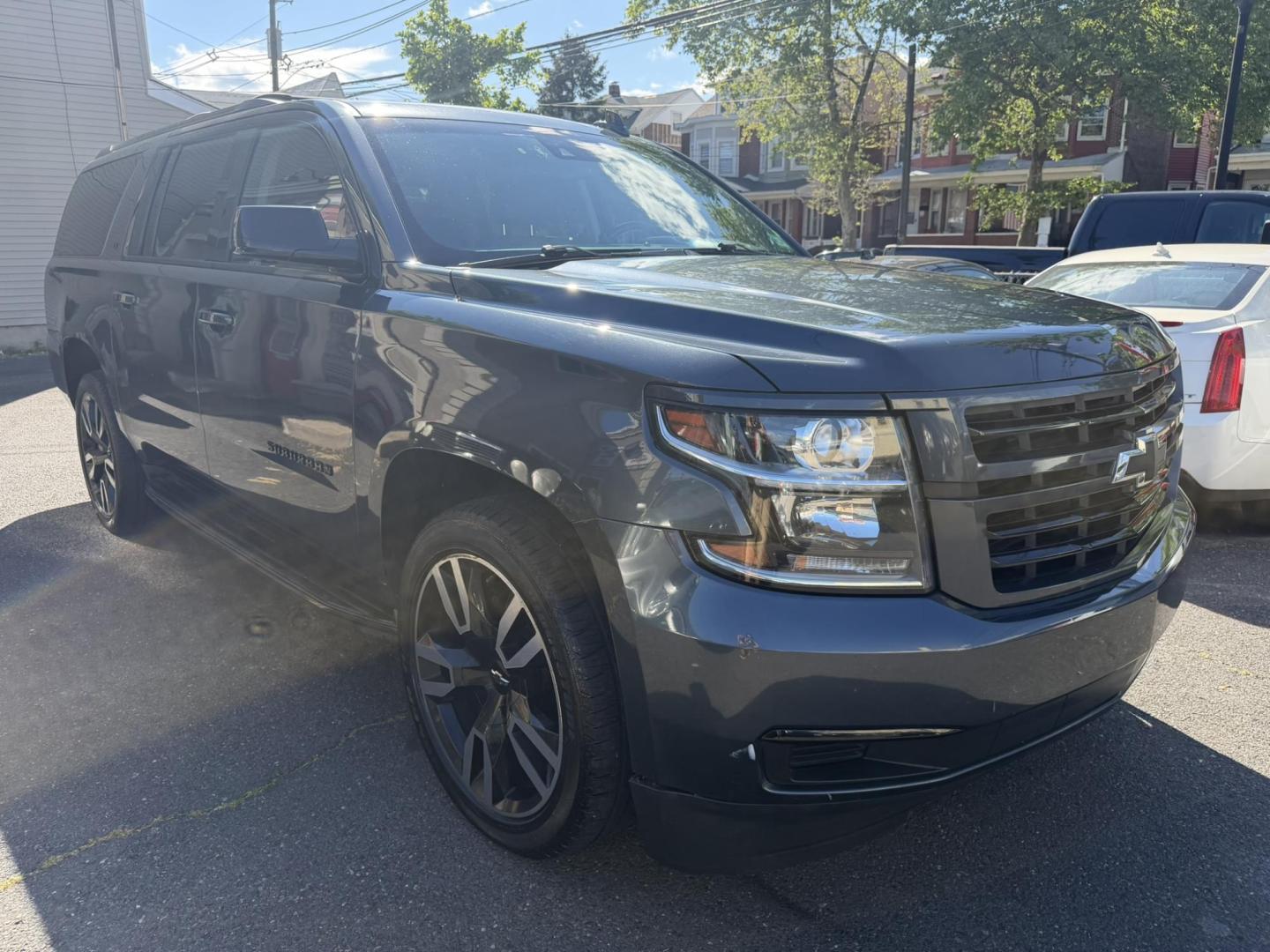 2019 GRAY /Black Leather Chevrolet Suburban LT 4WD (1GNSKHKC7KR) with an 5.3L V8 OHV 16V engine, 6A transmission, located at 1018 Brunswick Ave, Trenton, NJ, 08638, (609) 989-0900, 40.240086, -74.748085 - Here is really nice Chevy Suburban LT. Fully Loaded and serviced up! A real clean vehicle that is ready for the road! Financing Available. Please call Anthony to set up an appt. to see this beautiful SUV! 609-273-5100 - Photo#1